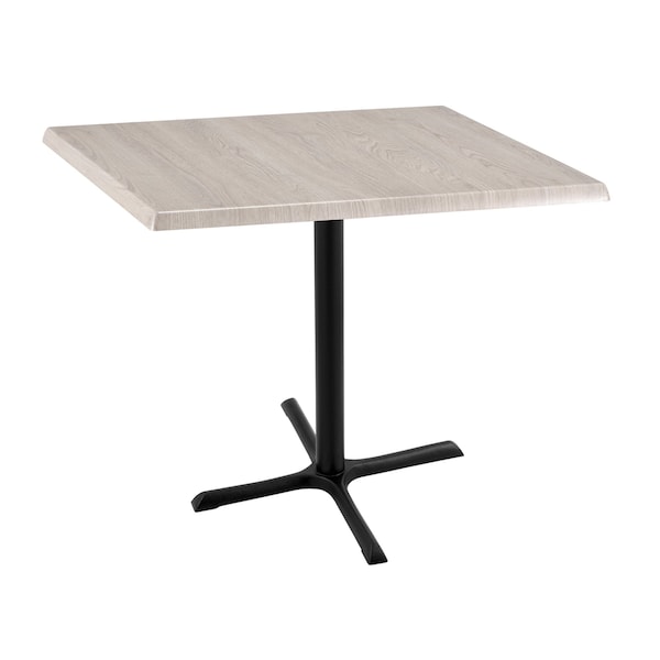 36" Tall OD211 Black Table Base 30" x 30" 36" x 36" Square White Ash Top by the HollBar Stool Co.